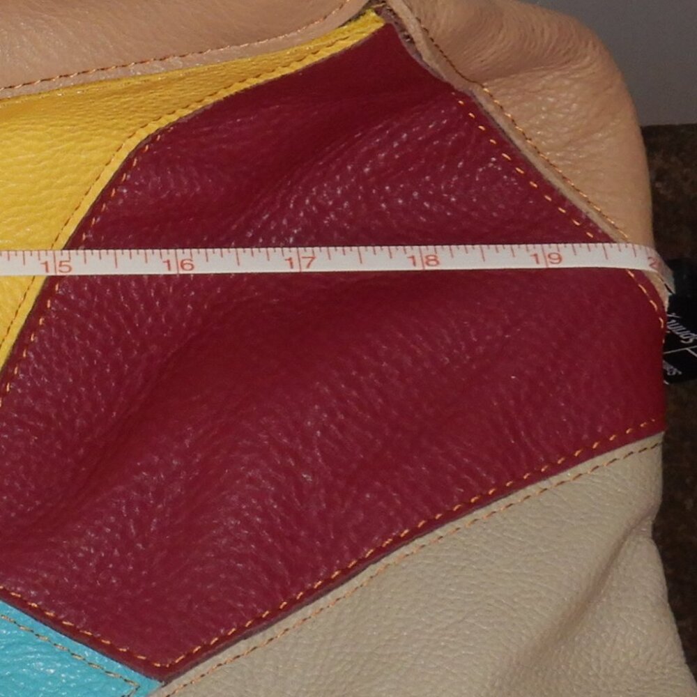 Extra Large Multi-Colored Geometric Leather Purse - image 4